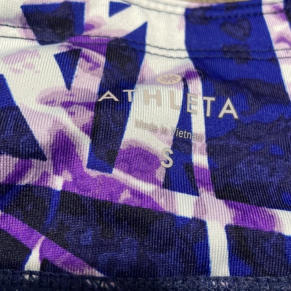 Athleta Floral‎ Geo Sonar Capri Blue Leggings Womens Small Workout Geometric - Picture 3 of 5
